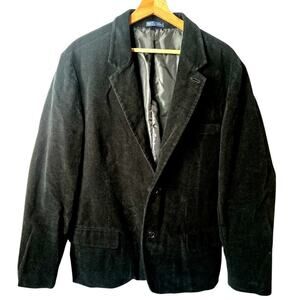 Gap Black Velvet Romantic Goth Academia 2 Button Blazer Jacket Men's Size XL